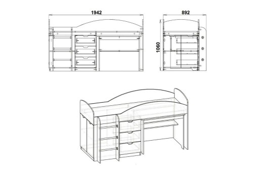 Кровать-чердак Универсал Kompanit
