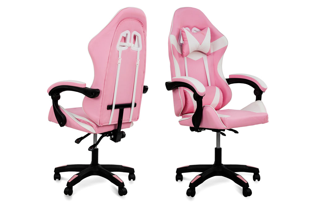 Стілець комп'ютерний Слім Рожевий/Білий Мікс меблі