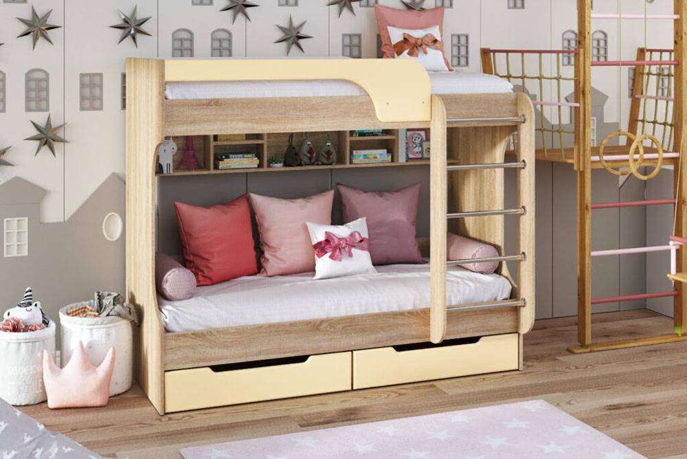 Двоярусне ліжко Юнга МДФ Дзеркальне Пєхотін