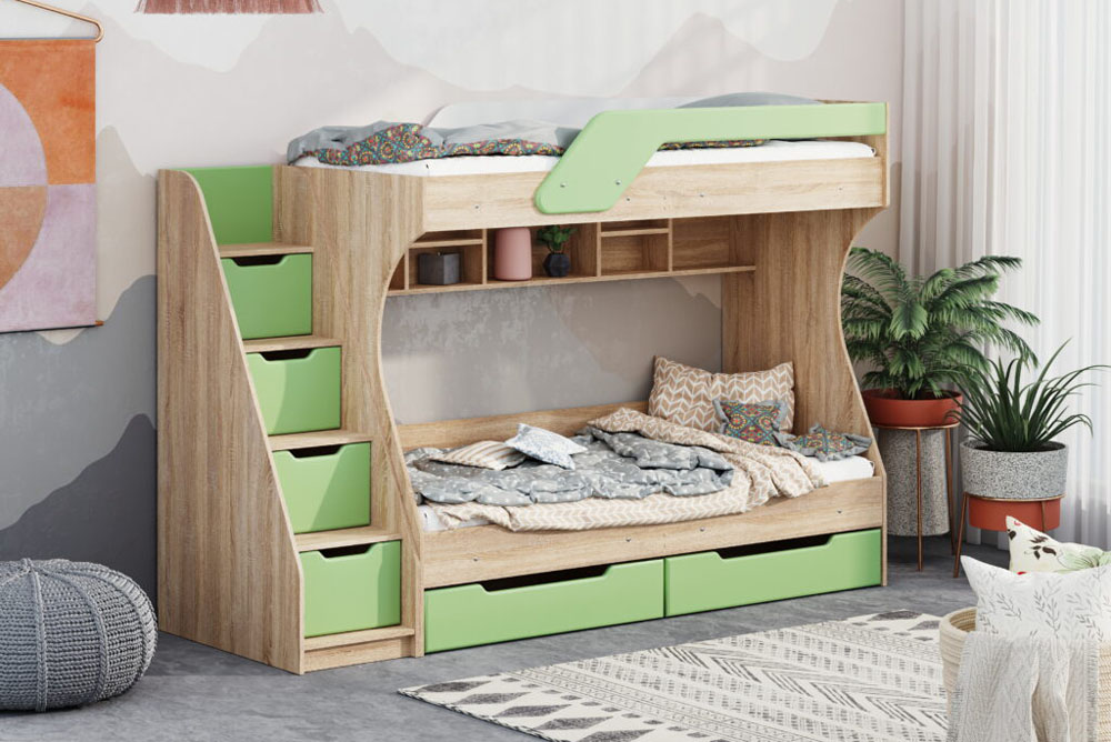 Двоярусне ліжко Кадет МДФ Дзеркальне Пєхотін