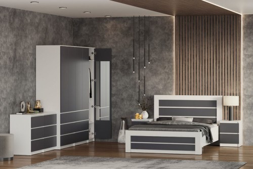 Модульна спальня НС Нова серія (Ліжко 160 + тумба-2 (2 шт.) + комод-4 + шафа Ш-3) Пєхотін