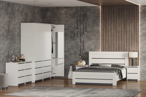 Модульна спальня НС Нова серія (Ліжко 160 + тумба-2 (2 шт.) + комод-4 + шафа Ш-3) Пєхотін