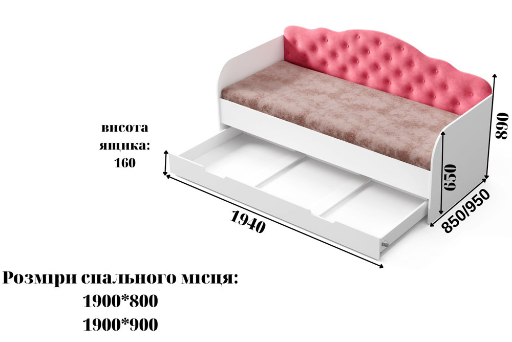 Ліжко Софія (190х90)+ящик Віоріна-Деко